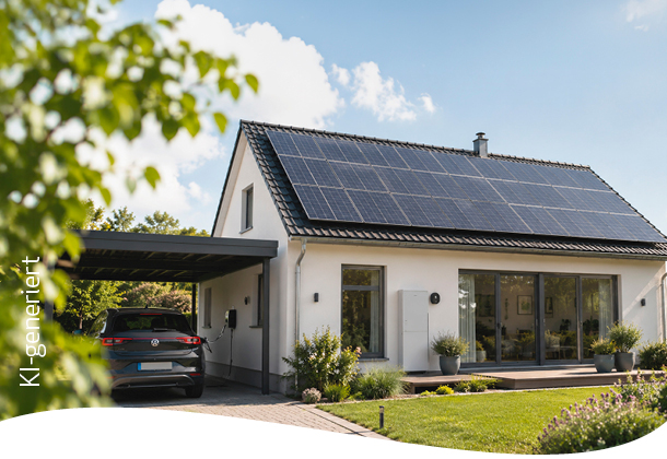 Einfamilienhaus mit Photovoltaikanlage auf dem Dach